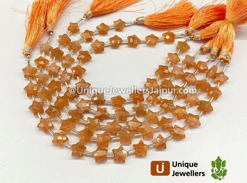 Peach Moonstone Faceted Star Beads